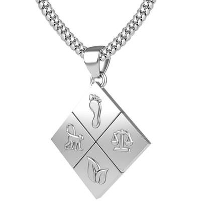 A Large Solid 925 Sterling Silver Greener Life Club Diamond Pendant with Optional Chain, 25mm