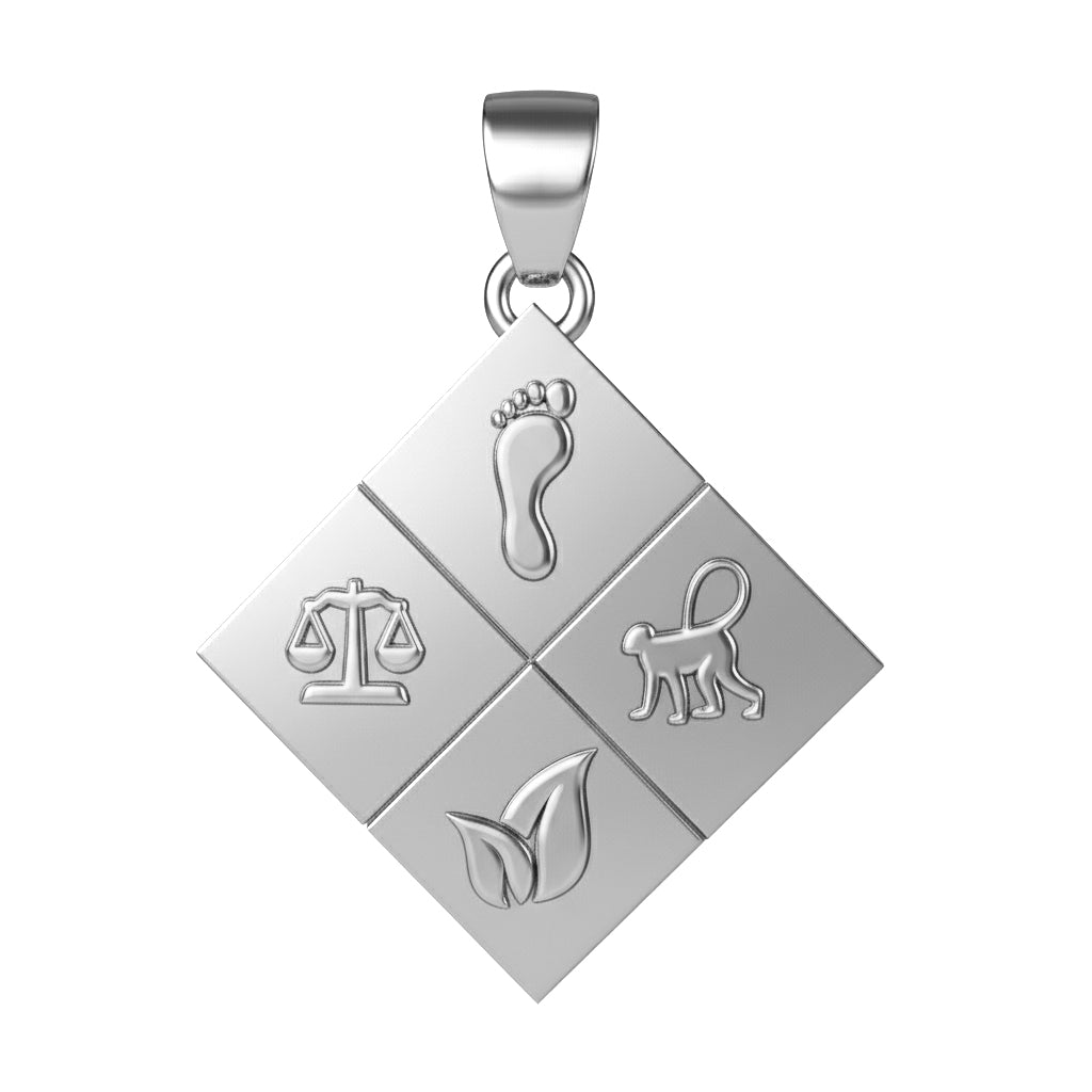 A Large Solid 925 Sterling Silver Greener Life Club Diamond Pendant with Optional Chain, 25mm
