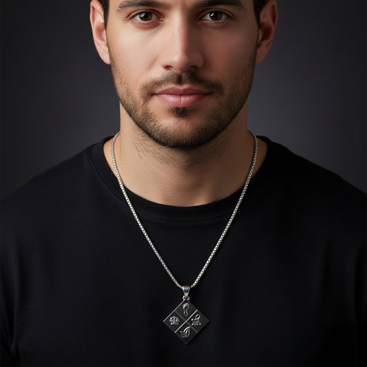 A Large Solid 925 Sterling Silver Greener Life Club Diamond Pendant with Optional Chain, 25mm