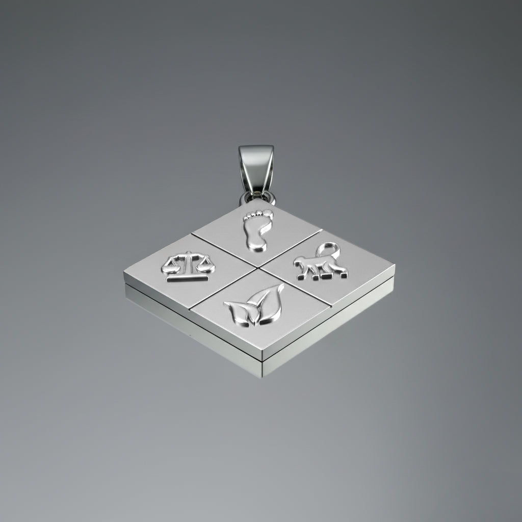 A Large Solid 925 Sterling Silver Greener Life Club Diamond Pendant with Optional Chain, 25mm