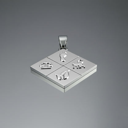 A Large Solid 925 Sterling Silver Greener Life Club Diamond Pendant with Optional Chain, 25mm